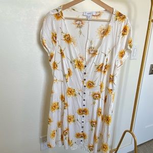 Forever 21 90s Inspired Sunflower Dress Buttondown with Pockets